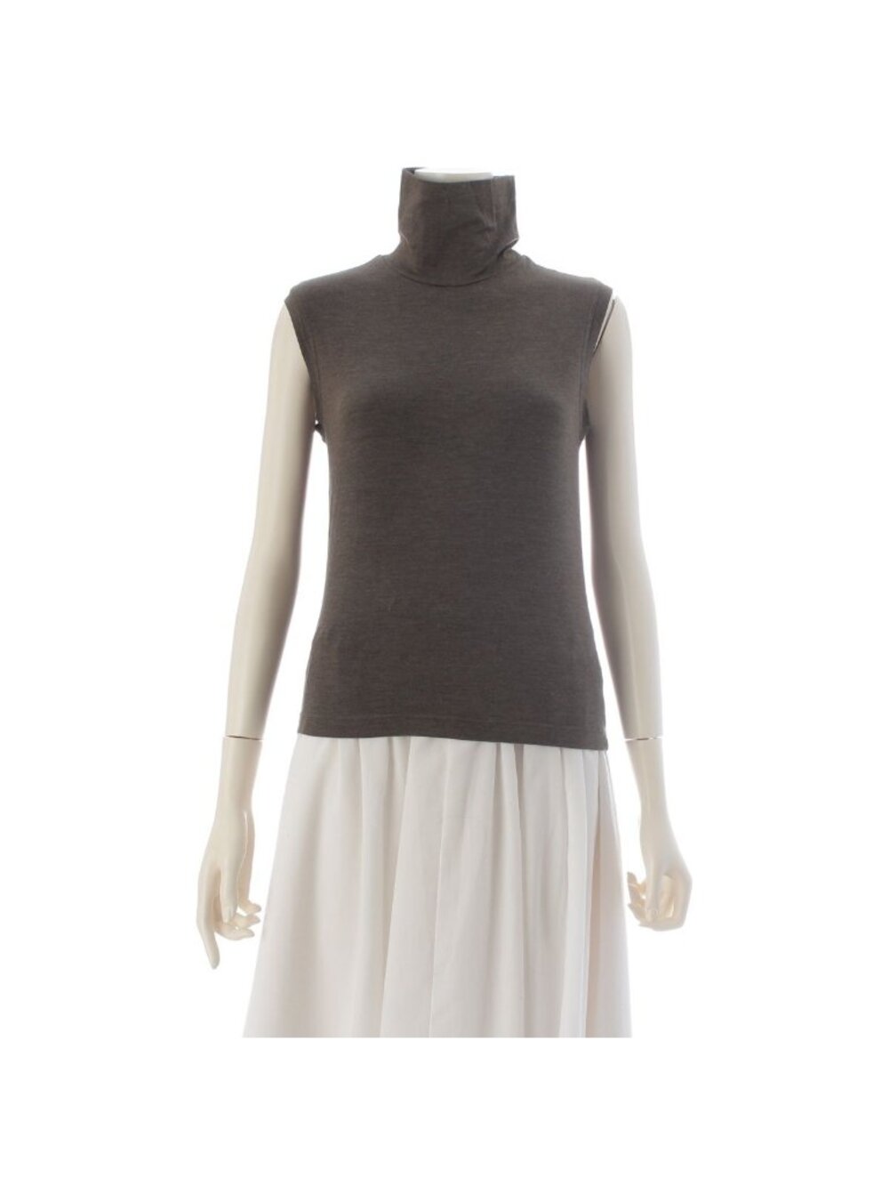 Hermes Martin Margiela Era Silk High Neck Sleeveless Top Dark Brown 34